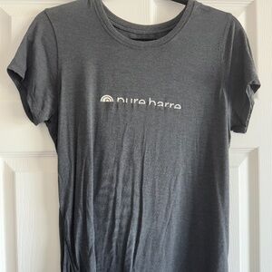 Pure Barre Tavi Noir Logo Tee Heathered Charcoal Gray Short Sleeve Soft
